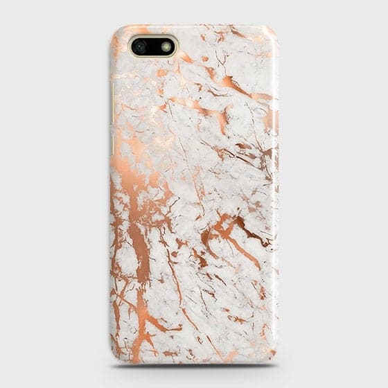 Huawei Y5 Prime 2018 Cover - In Chic Rose Gold Chrome Style Printed Hard Case with Life Time Colors Guarantee