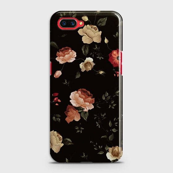 Oppo A3S Cover - Matte Finish - Dark Rose Vintage Flowers Printed Hard Case with Life Time Colors Guarantee