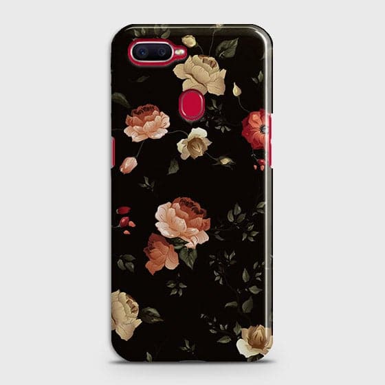 Oppo F9 Pro Cover - Matte Finish - Dark Rose Vintage Flowers Printed Hard Case with Life Time Colors Guarantee