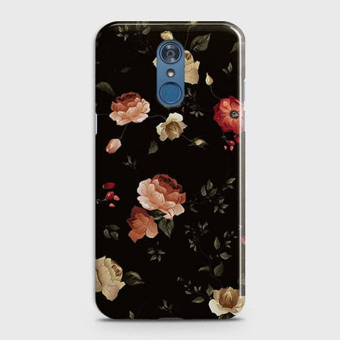 LG Q7 Cover - Matte Finish - Dark Rose Vintage Flowers Printed Hard Case with Life Time Colors Guarantee