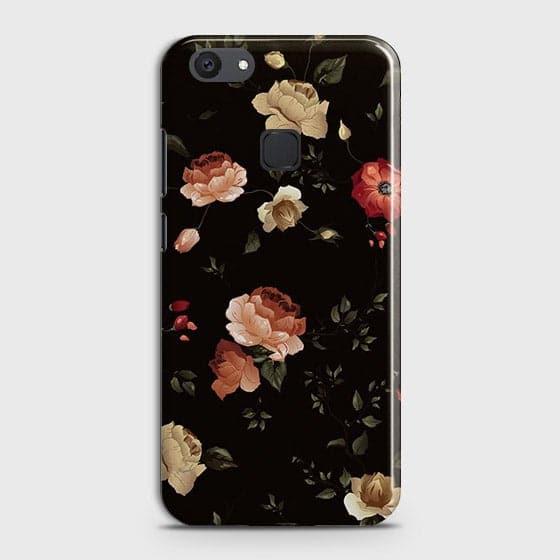 Vivo V7 Plus Cover - Matte Finish - Dark Rose Vintage Flowers Printed Hard Case with Life Time Colors Guarantee