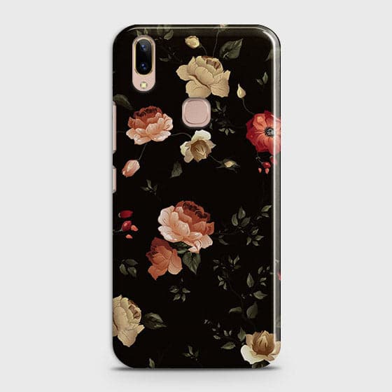Vivo V9 / V9 Youth Cover - Matte Finish - Dark Rose Vintage Flowers Printed Hard Case with Life Time Colors Guarantee