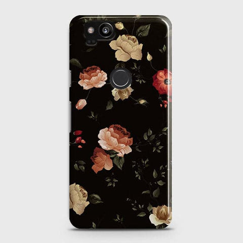 Google Pixel 2 Cover - Matte Finish - Dark Rose Vintage Flowers Printed Hard Case with Life Time Colors Guarantee B83