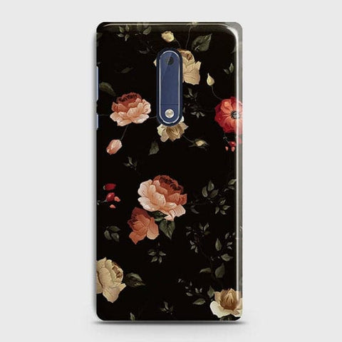 Nokia 5 Cover - Matte Finish - Dark Rose Vintage Flowers Printed Hard Case with Life Time Colors Guarantee