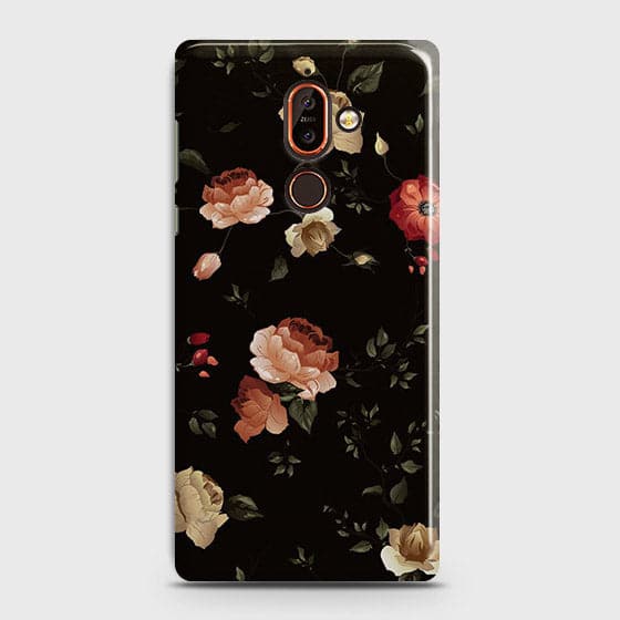 Nokia 7 Plus Cover - Matte Finish - Dark Rose Vintage Flowers Printed Hard Case with Life Time Colors Guarantee