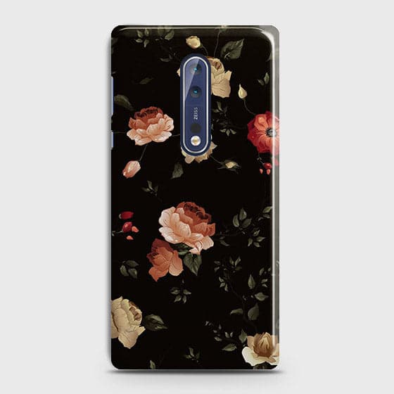 Nokia 8 Cover - Matte Finish - Dark Rose Vintage Flowers Printed Hard Case with Life Time Colors Guarantee(B31)