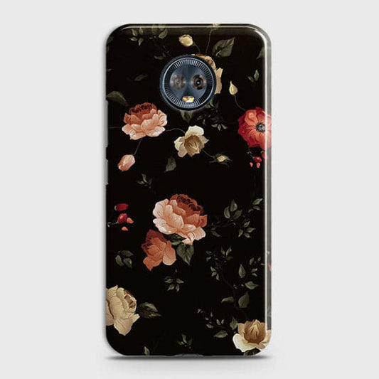 Motorola Moto G6 Plus Cover - Matte Finish - Dark Rose Vintage Flowers Printed Hard Case with Life Time Colors Guarantee