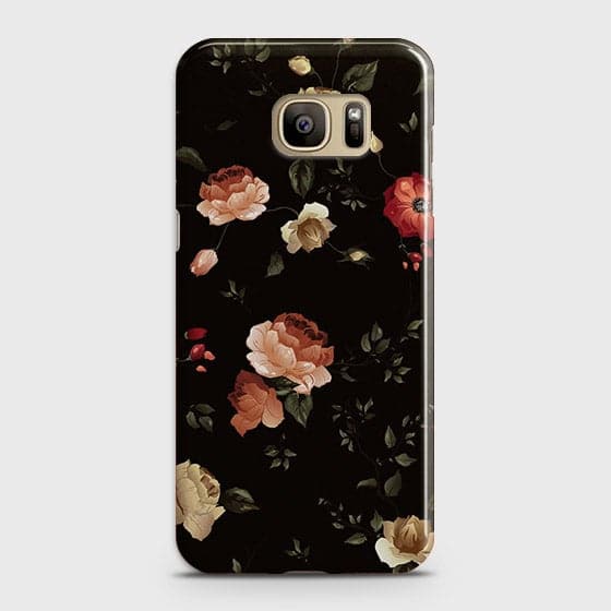 Samsung Galaxy S7 Edge Cover - Matte Finish - Dark Rose Vintage Flowers Printed Hard Case with Life Time Colors Guarantee