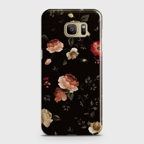 Samsung Galaxy S7 Edge Cover - Matte Finish - Dark Rose Vintage Flowers Printed Hard Case with Life Time Colors Guarantee