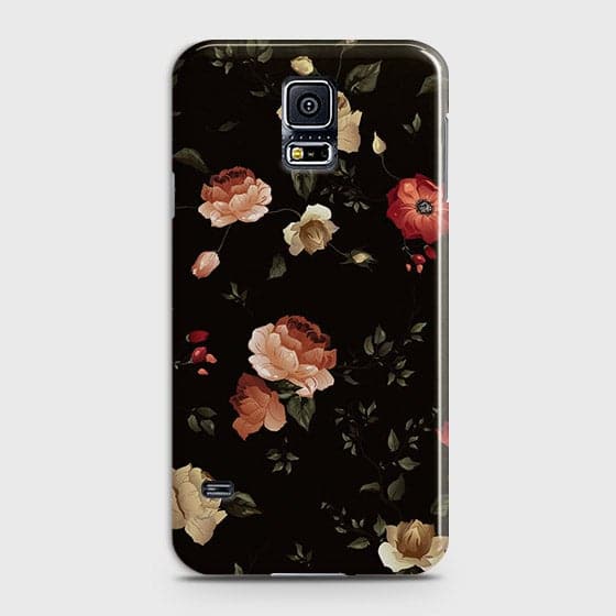 Samsung Galaxy S5 Cover - Matte Finish - Dark Rose Vintage Flowers Printed Hard Case with Life Time Colors Guarantee