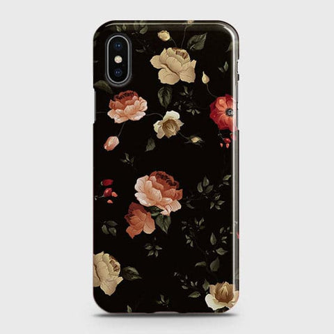 iPhone XS Max Cover - Matte Finish - Dark Rose Vintage Flowers Printed Hard Case with Life Time Colors Guarantee b50