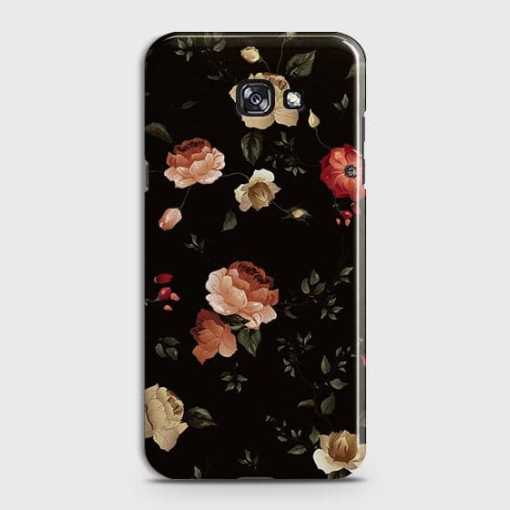 Samsung A3 2017 Cover - Matte Finish - Dark Rose Vintage Flowers Printed Hard Case with Life Time Colors Guarantee ( Fast Delivery )