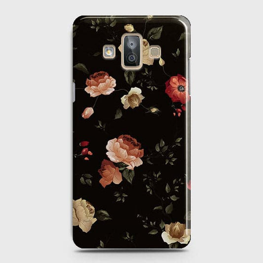 Samsung Galaxy J7 Duo Cover - Matte Finish - Dark Rose Vintage Flowers Printed Hard Case with Life Time Colors Guarantee