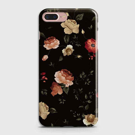 iPhone 7 Plus & iPhone 8 Plus Cover - Matte Finish - Dark Rose Vintage Flowers Printed Hard Case with Life Time Colors Guarantee
