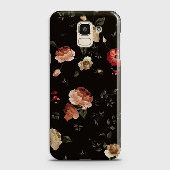 Samsung J6 2018 Cover - Matte Finish - Dark Rose Vintage Flowers Printed Hard Case with Life Time Colors Guarantee