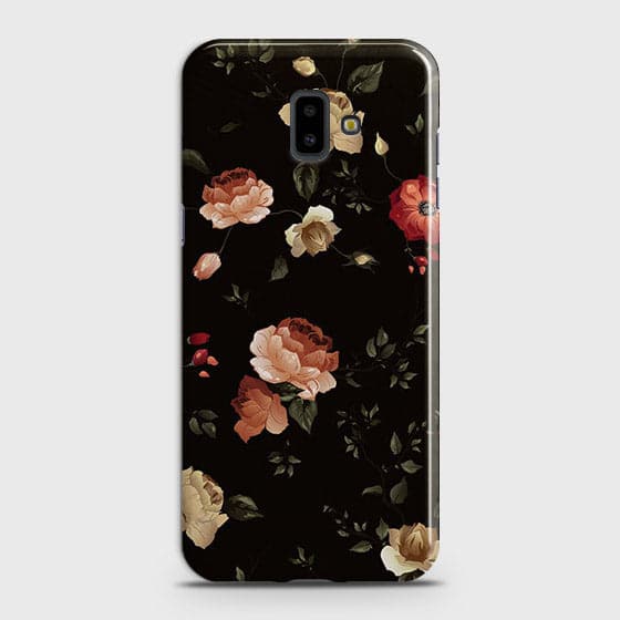 Samsung J6 Plus 2018 Cover - Matte Finish - Dark Rose Vintage Flowers Printed Hard Case with Life Time Colors Guarantee