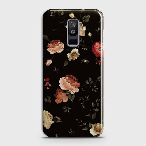 Samsung A6 Plus 2018 Cover - Matte Finish - Dark Rose Vintage Flowers Printed Hard Case with Life Time Colors Guarantee