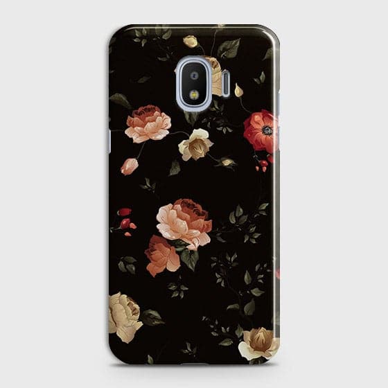 Samsung Galaxy J4 Cover - Matte Finish - Dark Rose Vintage Flowers Printed Hard Case with Life Time Colors Guarantee