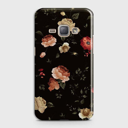 Samsung Galaxy J1 2016 / J120 Cover - Matte Finish - Dark Rose Vintage Flowers Printed Hard Case with Life Time Colors Guarantee