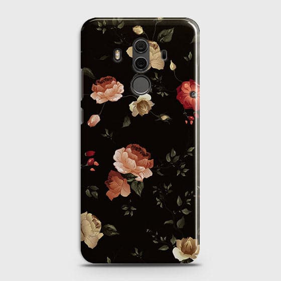 Huawei Mate 10 Pro Cover - Matte Finish - Dark Rose Vintage Flowers Printed Hard Case with Life Time Colors Guarantee