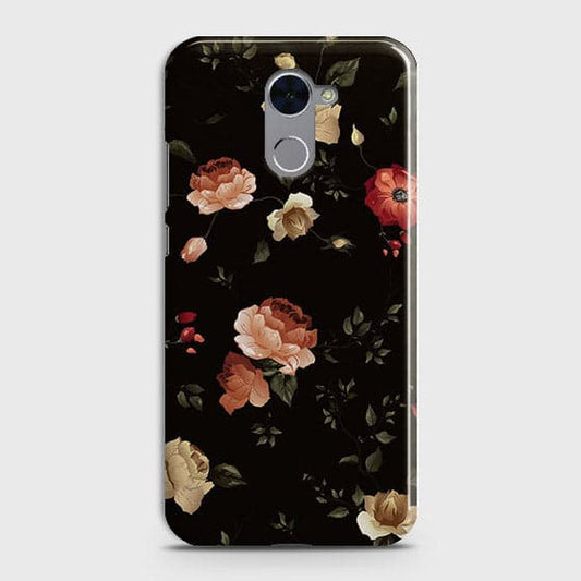 Huawei Y7 Prime 2017 Cover - Matte Finish - Dark Rose Vintage Flowers Printed Hard Case with Life Time Colors Guarantee