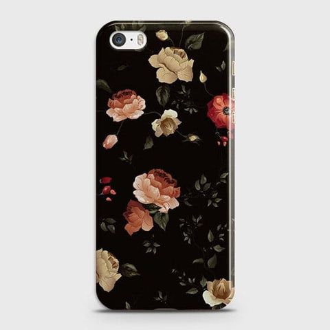 iPhone 5C Cover - Matte Finish - Dark Rose Vintage Flowers Printed Hard Case with Life Time Colors Guarantee