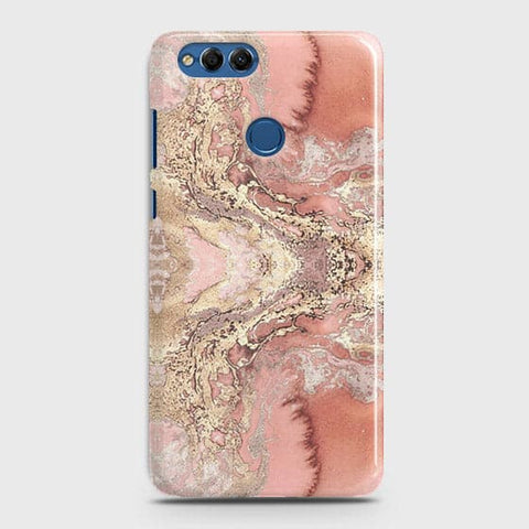 Huawei Honor 7X Cover - Trendy Chic Rose Gold Marble Printed Hard Case with Life Time Colors Guarantee