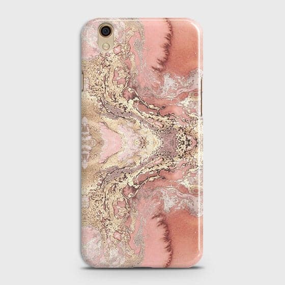 Oppo A37 Cover - Trendy Chic Rose Gold Marble Printed Hard Case with Life Time Colors Guarantee