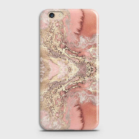 Oppo F3 Plus Cover - Trendy Chic Rose Gold Marble Printed Hard Case with Life Time Colors Guarantee