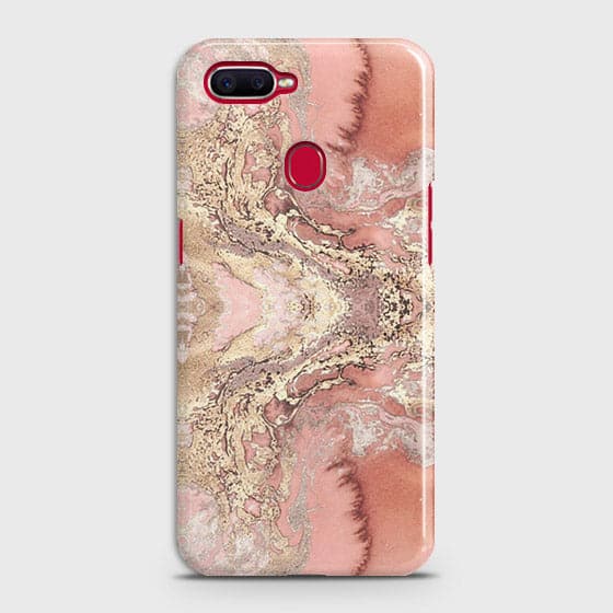 Oppo F9 Pro Cover - Trendy Chic Rose Gold Marble Printed Hard Case with Life Time Colors Guarantee