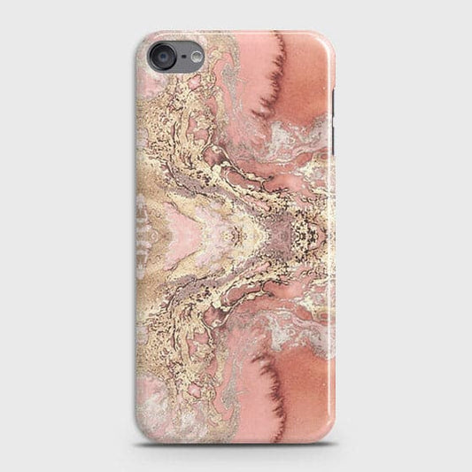 iPod Touch 6 Cover - Trendy Chic Rose Gold Marble Printed Hard Case with Life Time Colors Guarantee