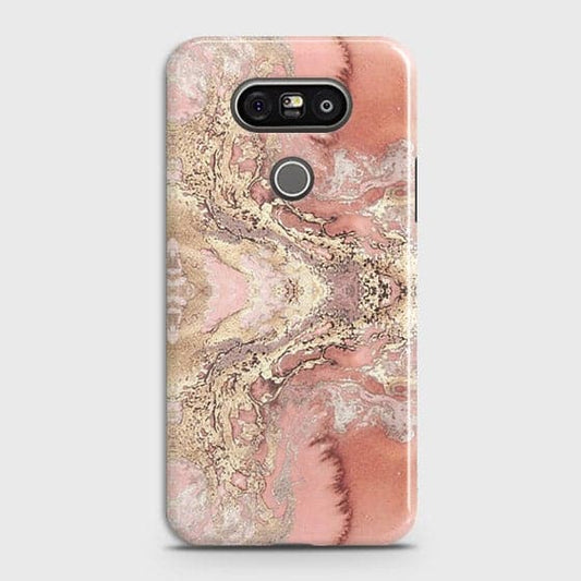 LG G5 Cover - Trendy Chic Rose Gold Marble Printed Hard Case with Life Time Colors Guarantee