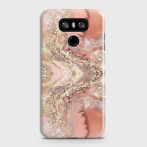 LG G6 Cover - Trendy Chic Rose Gold Marble Printed Hard Case with Life Time Colors Guarantee