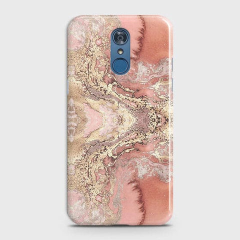 LG Q7 Cover - Trendy Chic Rose Gold Marble Printed Hard Case with Life Time Colors Guarantee