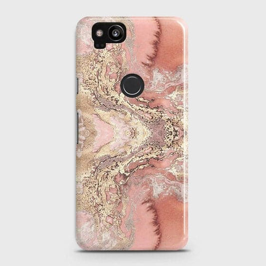 Google Pixel 2 Cover - Trendy Chic Rose Gold Marble Printed Hard Case with Life Time Colors Guarantee b-69