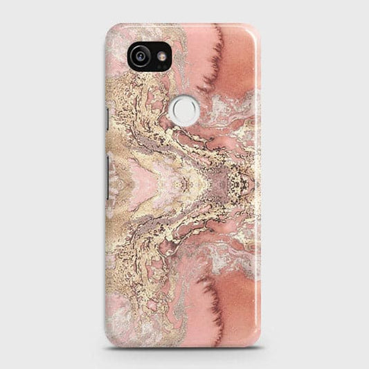 Google Pixel 2 XL Cover - Trendy Chic Rose Gold Marble Printed Hard Case with Life Time Colors Guarantee