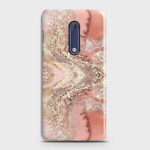 Nokia 5 Cover - Trendy Chic Rose Gold Marble Printed Hard Case with Life Time Colors Guarantee