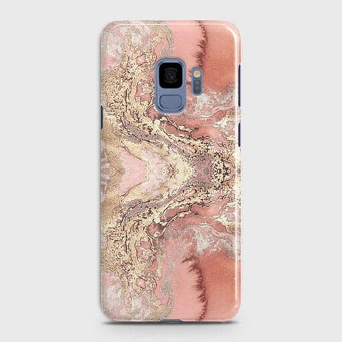 Samsung Galaxy S9 Cover - Trendy Chic Rose Gold Marble Printed Hard Case with Life Time Colors Guarantee b62
