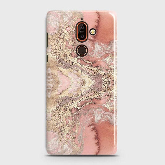 Nokia 7 Plus Cover - Trendy Chic Rose Gold Marble Printed Hard Case with Life Time Colors Guarantee