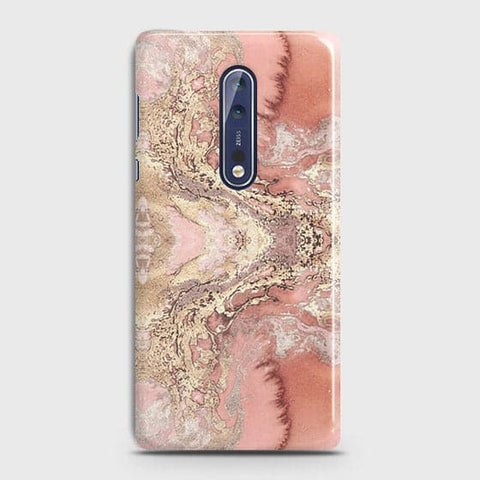 Nokia 8 Cover - Trendy Chic Rose Gold Marble Printed Hard Case with Life Time Colors Guarantee