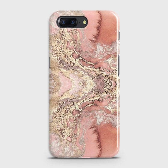 OnePlus 5 Cover - Trendy Chic Rose Gold Marble Printed Hard Case with Life Time Colors Guarantee