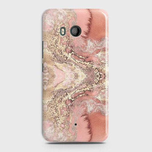 HTC U11 Cover - Trendy Chic Rose Gold Marble Printed Hard Case with Life Time Colors Guarantee