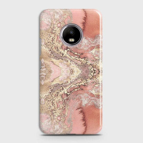 Motorola E4 Cover - Trendy Chic Rose Gold Marble Printed Hard Case with Life Time Colors Guarantee B68