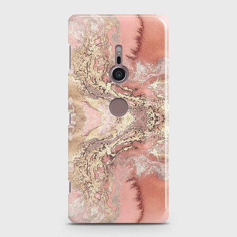 Sony Xperia XZ2 Cover - Trendy Chic Rose Gold Marble Printed Hard Case with Life Time Colors Guarantee