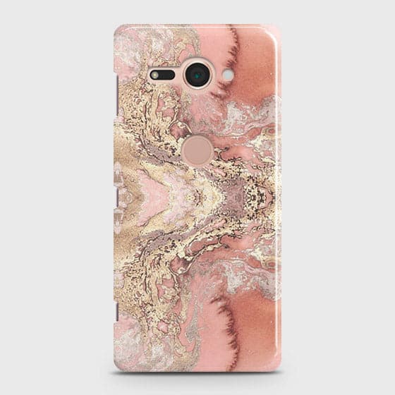 Sony Xperia XZ2 Compact Cover - Trendy Chic Rose Gold Marble Printed Hard Case with Life Time Colors Guarantee