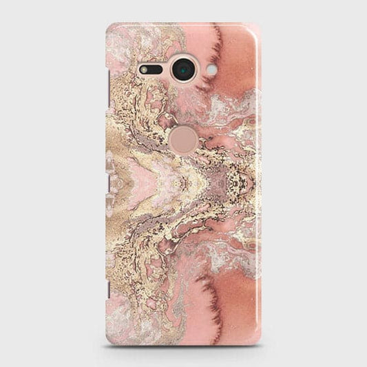 Sony Xperia XZ2 Compact Cover - Trendy Chic Rose Gold Marble Printed Hard Case with Life Time Colors Guarantee