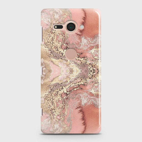Sony Xperia XZ2 Compact Cover - Trendy Chic Rose Gold Marble Printed Hard Case with Life Time Colors Guarantee