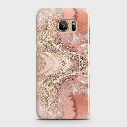 Samsung Galaxy S7 Edge Cover - Trendy Chic Rose Gold Marble Printed Hard Case with  Life Time Colors Guarantee