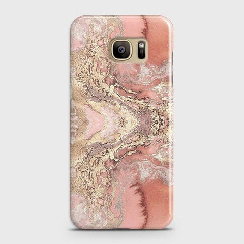 Samsung Galaxy S7 Edge Cover - Trendy Chic Rose Gold Marble Printed Hard Case with  Life Time Colors Guarantee