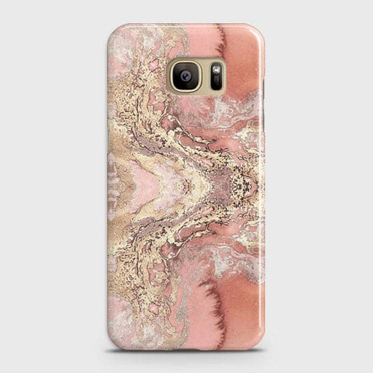 Samsung Galaxy Note 7 Cover - Trendy Chic Rose Gold Marble Printed Hard Case with Life Time Colors Guarantee